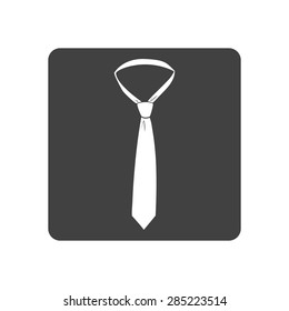 Vector illustration of tie icon. Black on white background. 