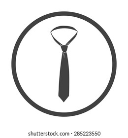 Vector illustration of tie icon. Black on white background. Circle.