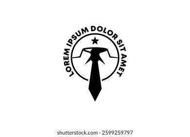 Vector illustration of tie logo design with formal shirt collar symbol
