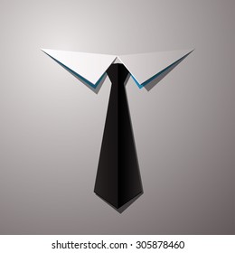 vector illustration of tie and shirt, job design, office worker concept, cut paper