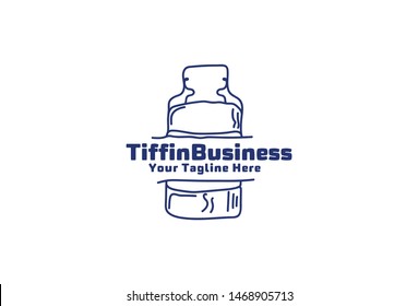 Vector illustration of tiffin box logo design. Isolated on white background.