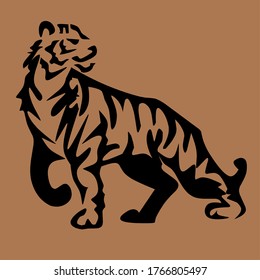 vector illustration of a tiger animal that is looking back.