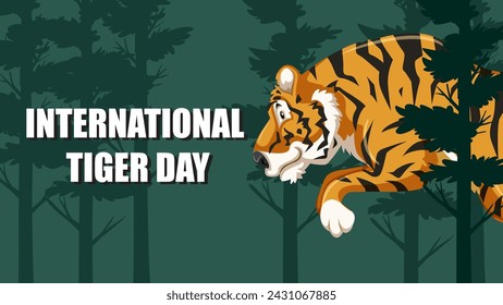 Ilustración vectorial de un tigre para el evento de concienciación