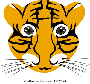 Ilustración vectorial de la cabeza del bebé tigre aislada en un fondo blanco