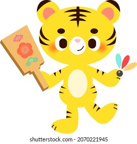 Ilustración vectorial del tigre y el batledore