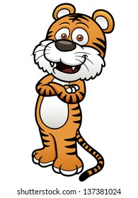 Vector illustration of Tiger cartoon