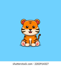 Vector illustration of a tiger cartoon 