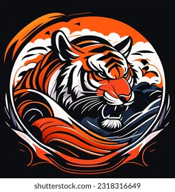 ilustración vectorial de la caricatura del tigre