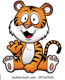 Vector illustration of Tiger cartoon