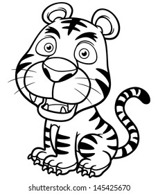 Vector Illustration Tiger Cartoon Coloring Book Stock Vector (Royalty ...