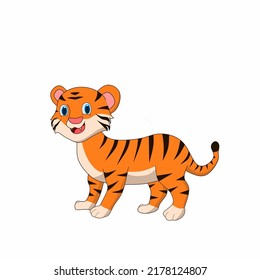 Vector illustration of a tiger cartoon isolated on white background 