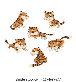 Vector illustration of Tiger cartoon set collection