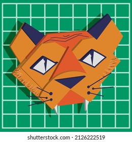 Vector illustration of a tiger. A tiger in cartoon style. Three-dimensional tiger.