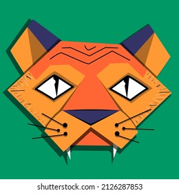 Vector illustration of a tiger . A tiger in cartoon style. Tiger on a minimalistic background.