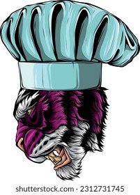 vector illustration of Tiger Chef Mascot Logo Design