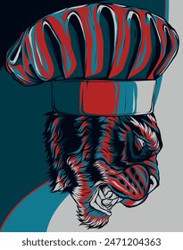 vector illustration of Tiger Chef Mascot Logo Design
