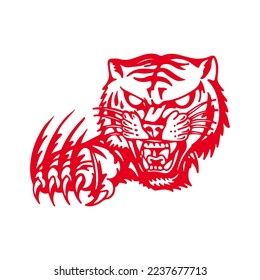  vector illustration of a tiger clawing