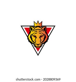 ilustración vectorial de un tigre y una corona para un icono, símbolo o logotipo