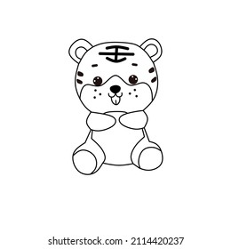 vector illustration, tiger doll sketch