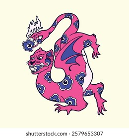 vector illustration tiger dragon art