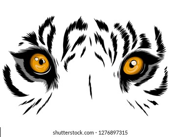 vector illustration Tiger Eyes Mascot Graphic in white background