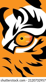 vector illustration Tiger Eyes Mascot Graphic in orange background