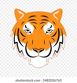 Vector illustration of tiger face on transparent background