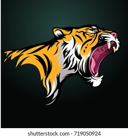 Vector illustration, Tiger fierce with open mouth