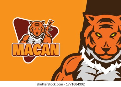 Vector illustration of tiger fighter graphics perfect for e-sport logos, youtube gaming, mascot company, etc