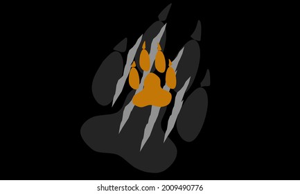 Vector illustration of tiger footprints on black background