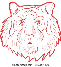 vector illustration of tiger in the form of a sketch