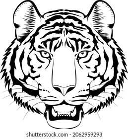 Vector illustration of tiger head. black 