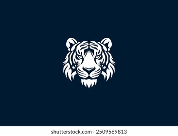 Vector illustration of Tiger Head Silhouette Logo Design