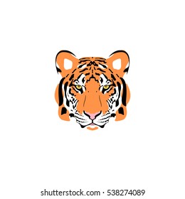 Vector illustration of a tiger head. Suitable as tattoo, team mascot, symbol for zoo or animal preservation center.