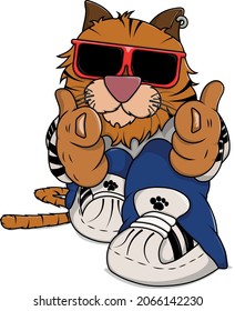 Vector illustration of a tiger in hip-hop style