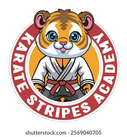 Vector Illustration of Tiger Karate Mascot with Retro Mascot Illustration Available for Logo Badge