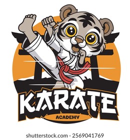 Vector Illustration of Tiger Karate Mascot with Retro Mascot Illustration Available for Tshirt Design