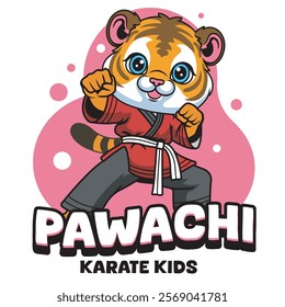 Vector Illustration of Tiger Karate Mascot with Retro Mascot Illustration Available for Tshirt Design