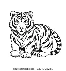 Vector Illustration, Illustration of Tiger, Lineart