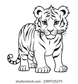 Vector Illustration, Illustration of Tiger, Lineart