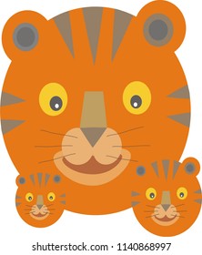 Vector Illustration of tiger mother and her children