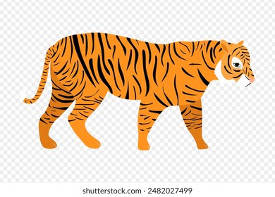 Ilustración vectorial de tigre sobre fondo transparente