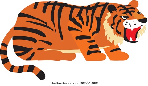 Vector illustration of a Tiger on white background.