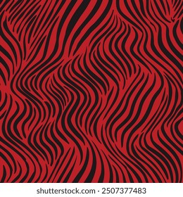 A vector illustration of a tiger pattern in bold red and black stripes.