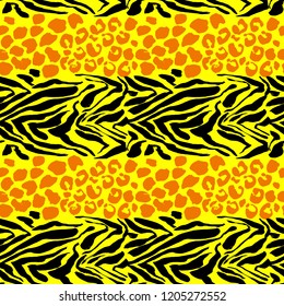 Vektorillustration Illustrator Tiger druckt nahtlos Muster. Orange und gelbe, handgezeichnet, leopardener Hintergrund.