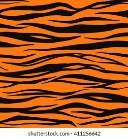 Vector Illustration of Tiger Print Seamless Animal Pattern. Wild texture for Design, Website, Background, Banner. Nature Wallpaper Template.