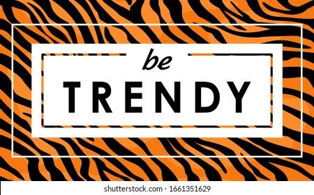 Vector illustration of tiger print for t-shirt, animal skin, tiger stripes, abstract pattern for fabric, line background. Animalistic print, tiger print concept, trendy picture, fashion.