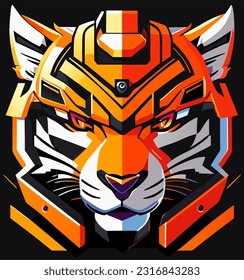 vector illustration of tiger robot cartoon