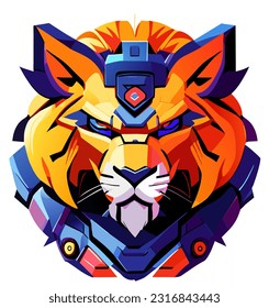 vector illustration of tiger robot cartoon