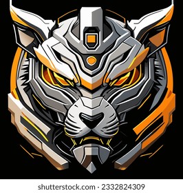 vector illustration of tiger robot cartoon